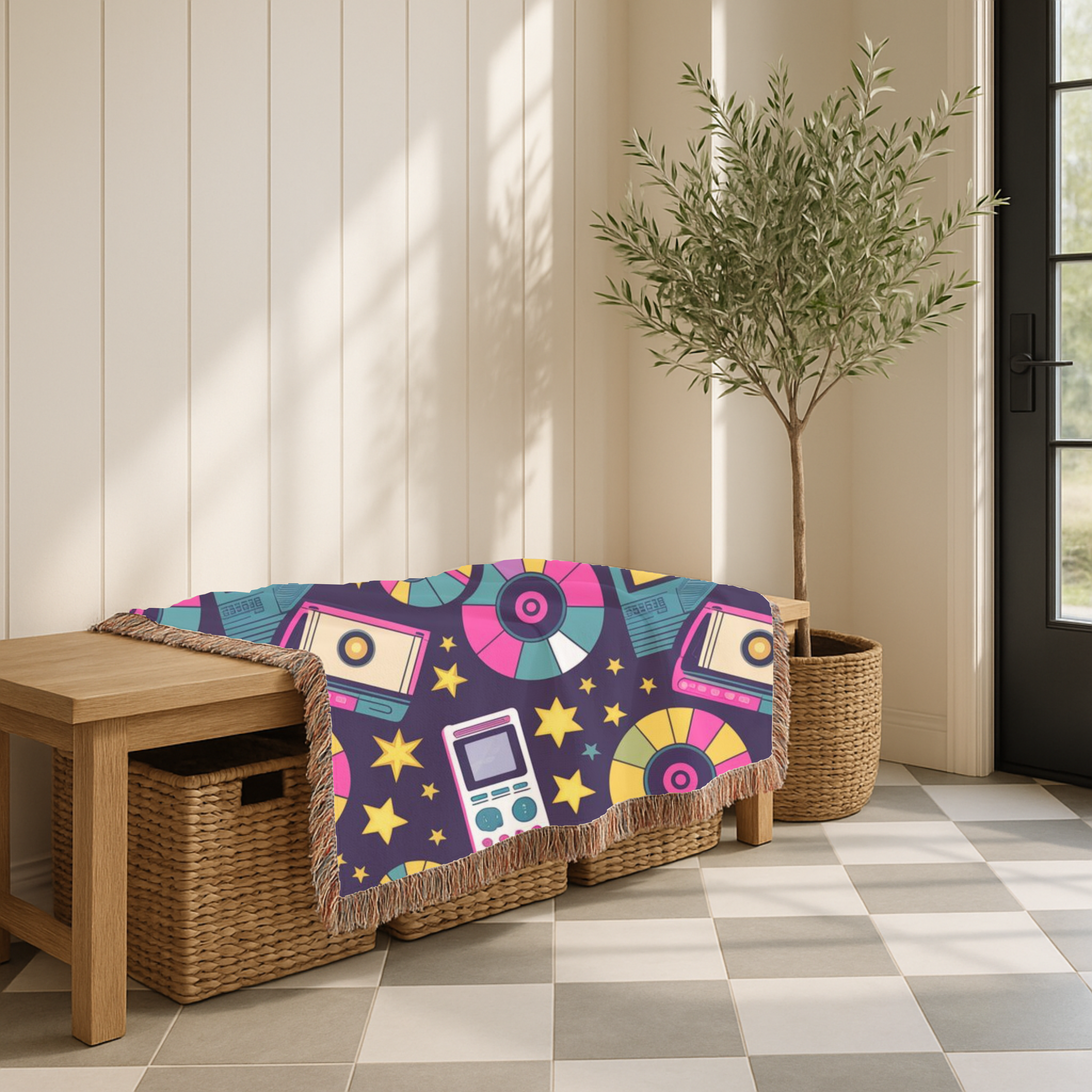 Press Play Throw — 1990s CD Player Woven Blanket
