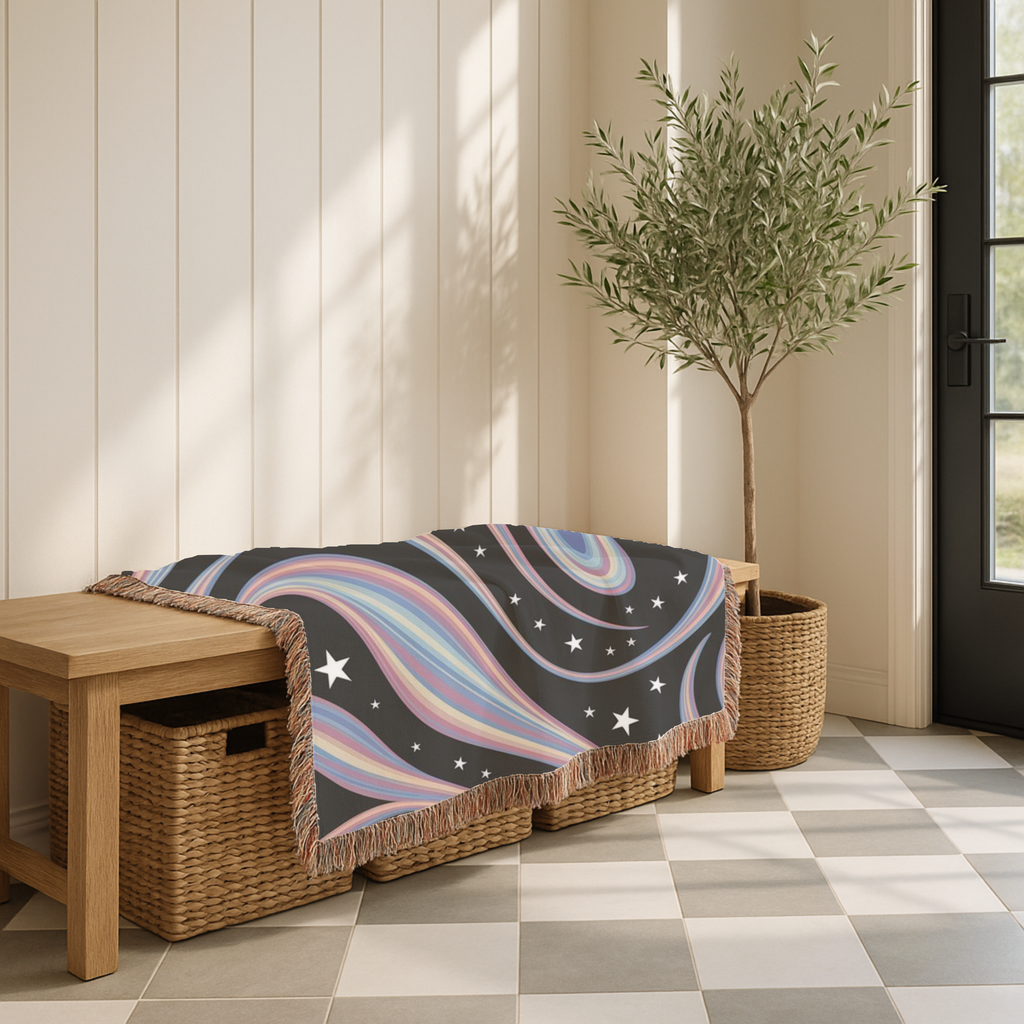 Cosmos Throw — 2000s Y2K Pastel Galaxy Woven Blanket