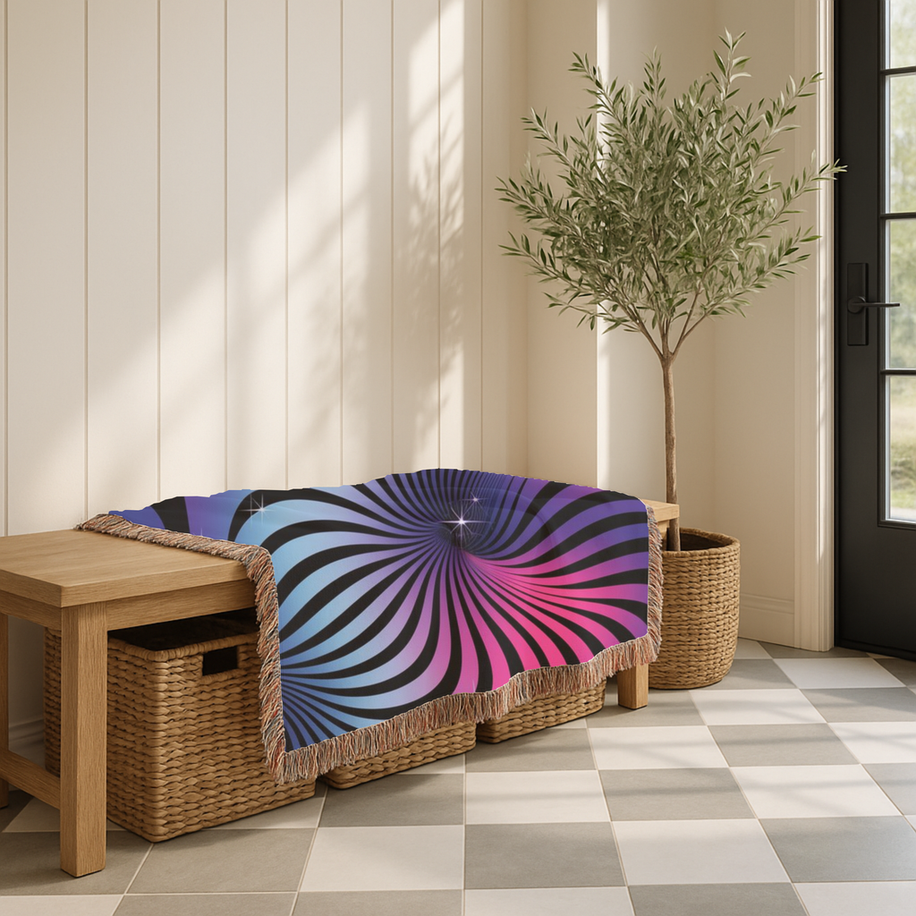 Supernova Throw — 2000s Y2K Stripe Sunburst Woven Blanket