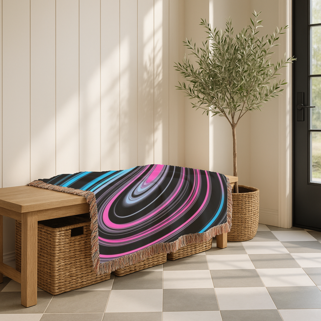 Neon Vortex Throw — 2000s Y2K Neon Flow Woven Blanket