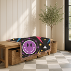 Bolts & Smiles Throw — 1990s Smiley & Lightning Woven Blanket