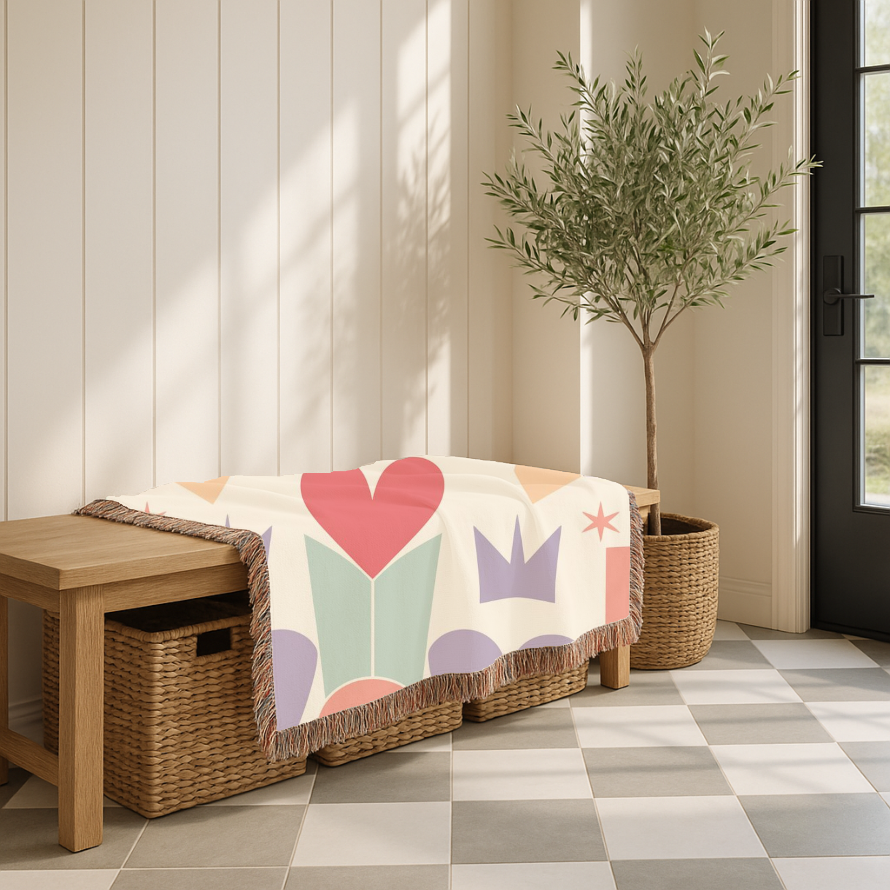 Heart Crown Throw — 1980s Pop Royalty Woven Blanket