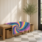 Hypnotic Throw — 1990s Psychedelic Swirl Woven Blanket