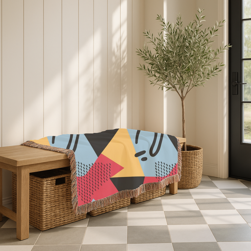 Memphis Night Throw — 1980s Geometric Art Woven Blanket