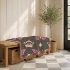 Crown & Wings Throw — 2000s Y2K Butterfly Crown Woven Blanket
