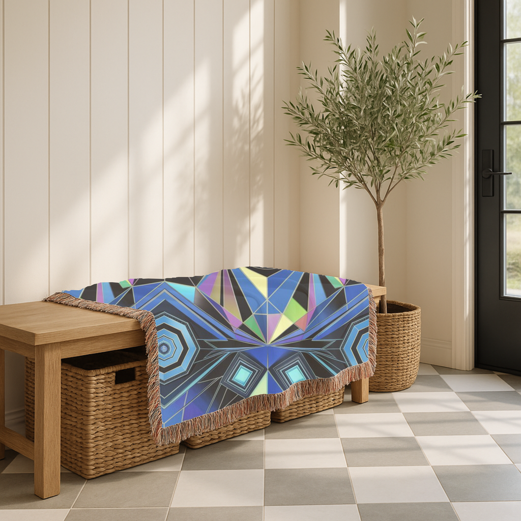 Crystal Throw — 2000s Y2K Kaleidoscope Gem Woven Blanket