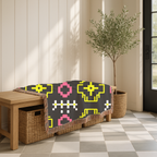 Pixel Bloom Throw — 1980s Arcade Neon Woven Blanket