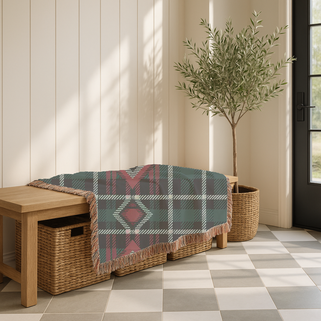 Heritage Throw — 1990s Diamond Tartan Woven Blanket