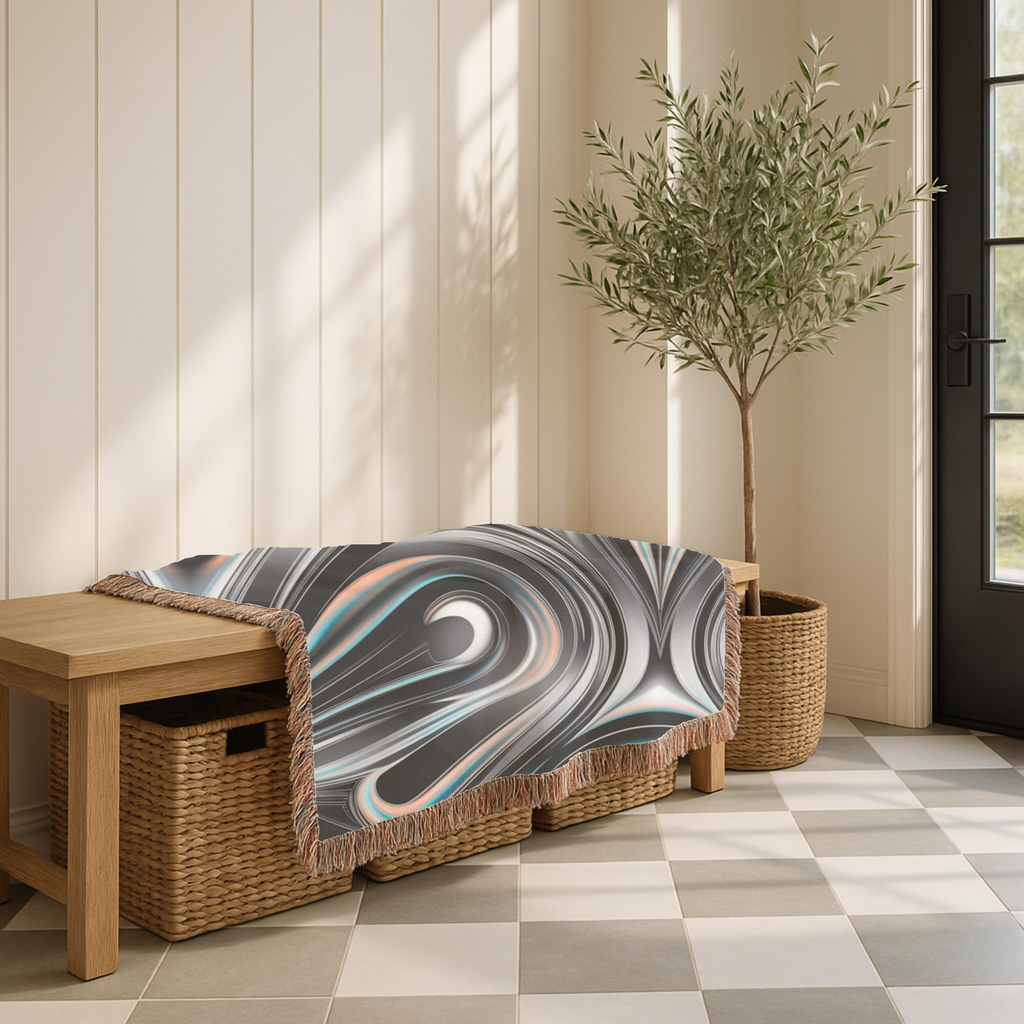 Mercury Throw — 2000s Y2K Chrome & Iridescent Woven Blanket