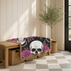 Skull & Roses Throw — 1990s Gothic Skull & Rose Woven Blanket