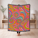 🌈 Kaleidoscope Throw — 1960s Psychedelic Woven Blanket