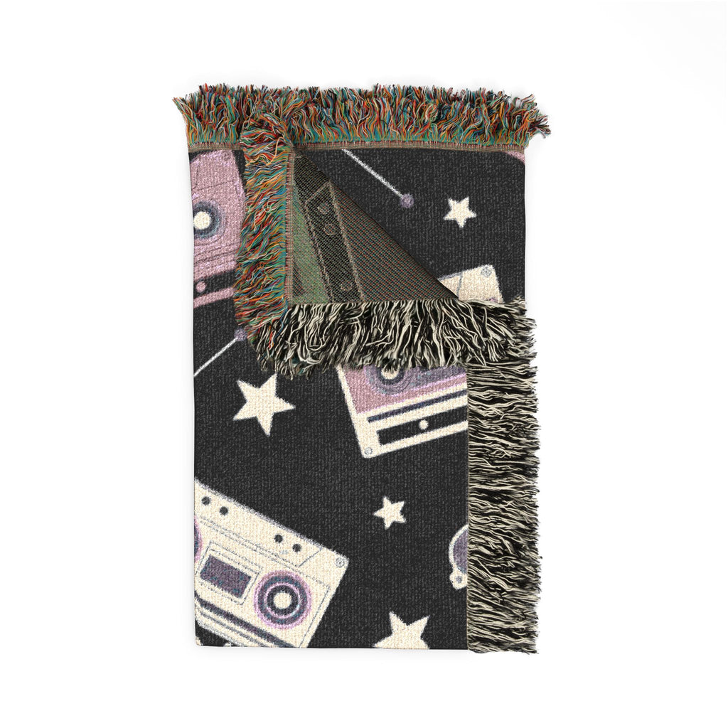 Mixtape Throw — 1980s Boombox & Cassette Woven Blanket