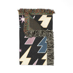 Lightning Strike Throw — 1980s Neon Bolt Woven Blanket