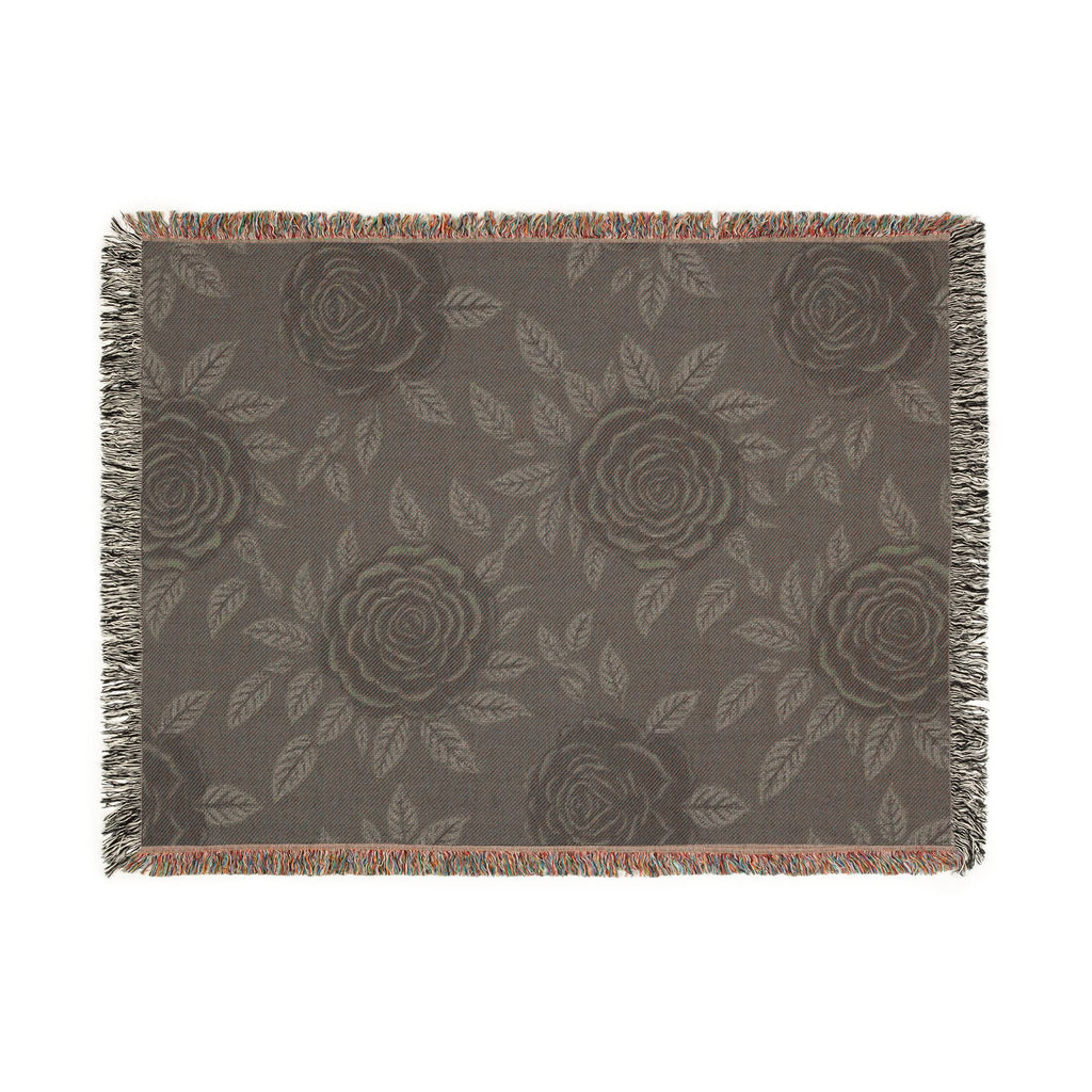 Midnight Rose Throw — 1990s Gothic Floral Woven Blanket