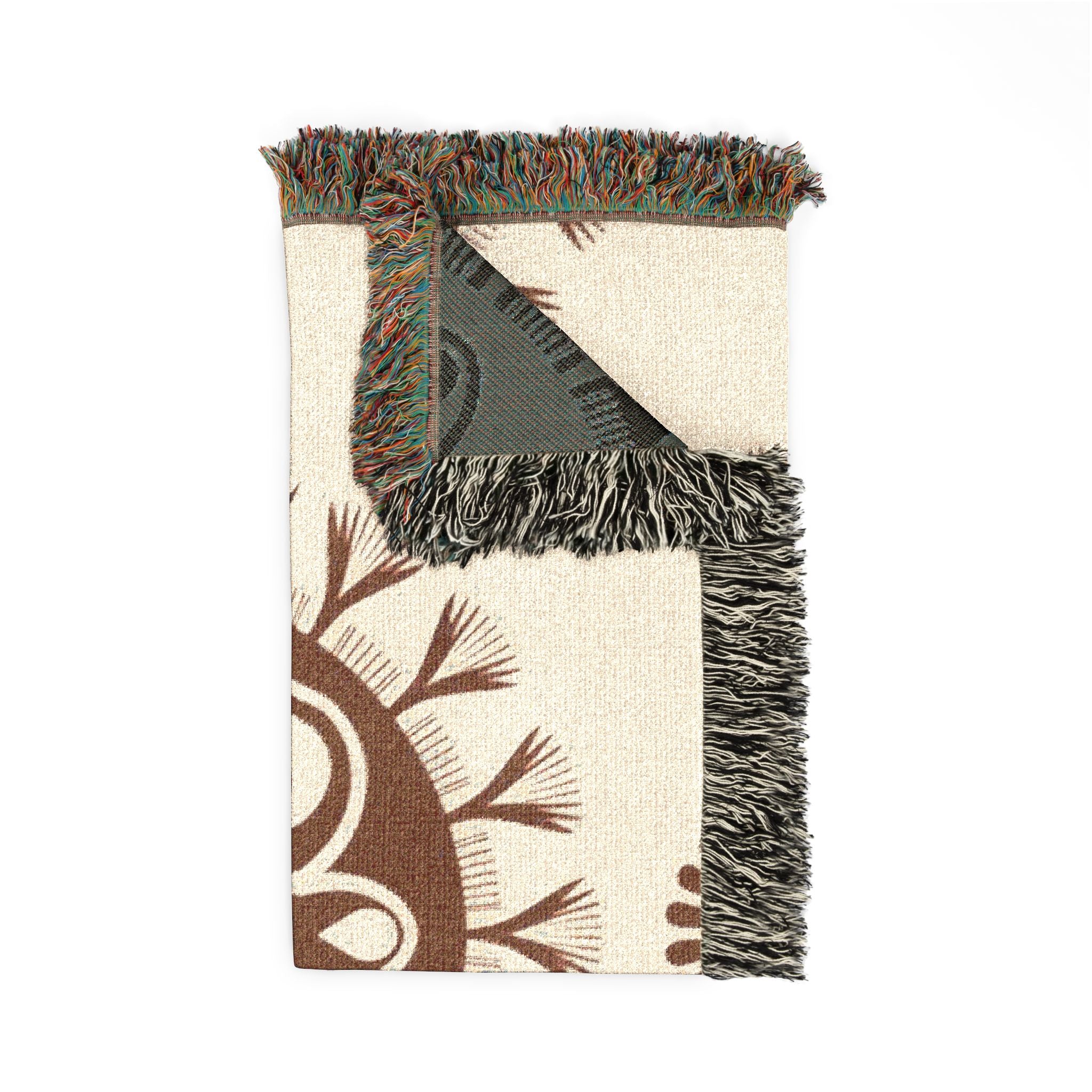 Spirit Medallion Throw — 1970s Ornate Circle Woven Blanket