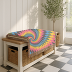 Spectrum Throw — 1990s Rainbow Spiral Woven Blanket