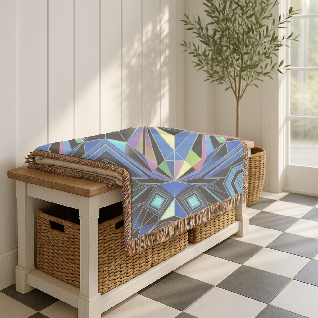 Crystal Throw — 2000s Y2K Kaleidoscope Gem Woven Blanket