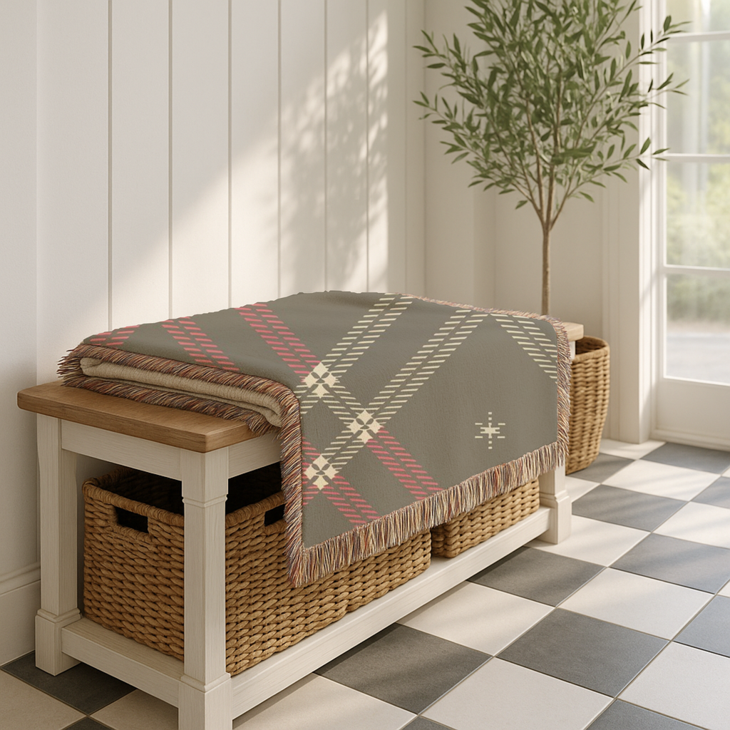 Startan Throw — 1990s Plaid & Star Woven Blanket
