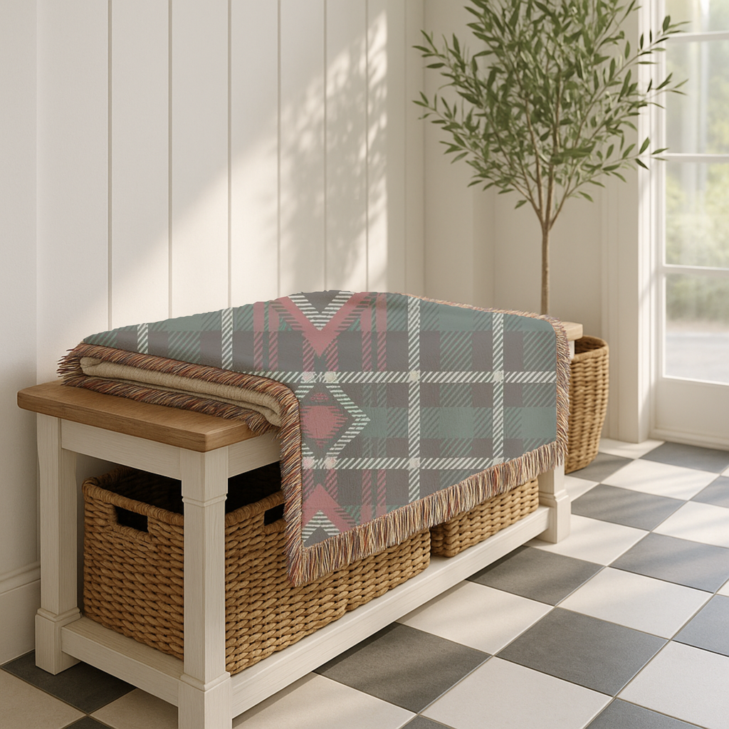 Heritage Throw — 1990s Diamond Tartan Woven Blanket
