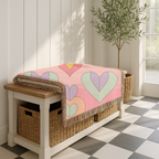 Layered Heart Throw — 1980s Rainbow Love Woven Blanket