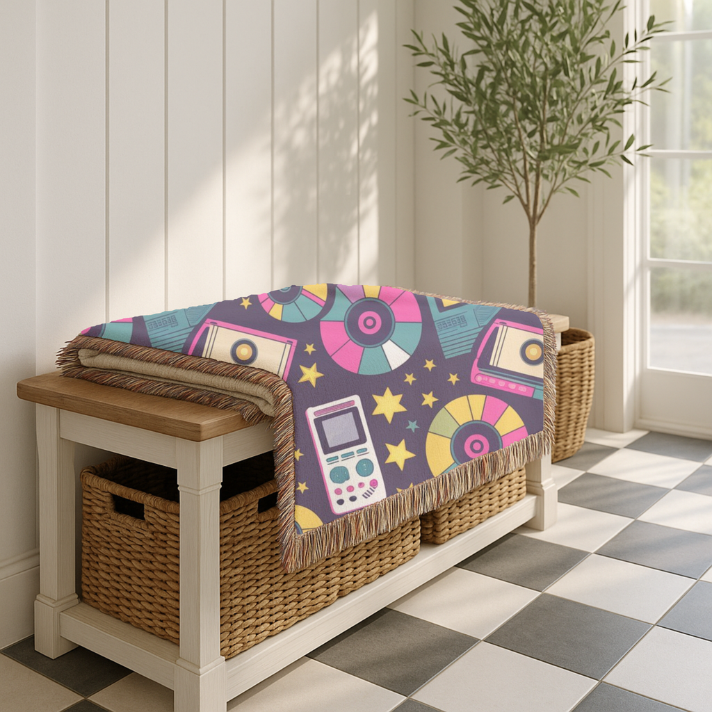 Press Play Throw — 1990s CD Player Woven Blanket
