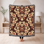 Baroque Bloom Throw — 1970s Medallion Woven Blanket
