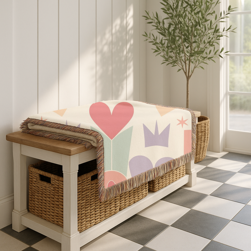 Heart Crown Throw — 1980s Pop Royalty Woven Blanket