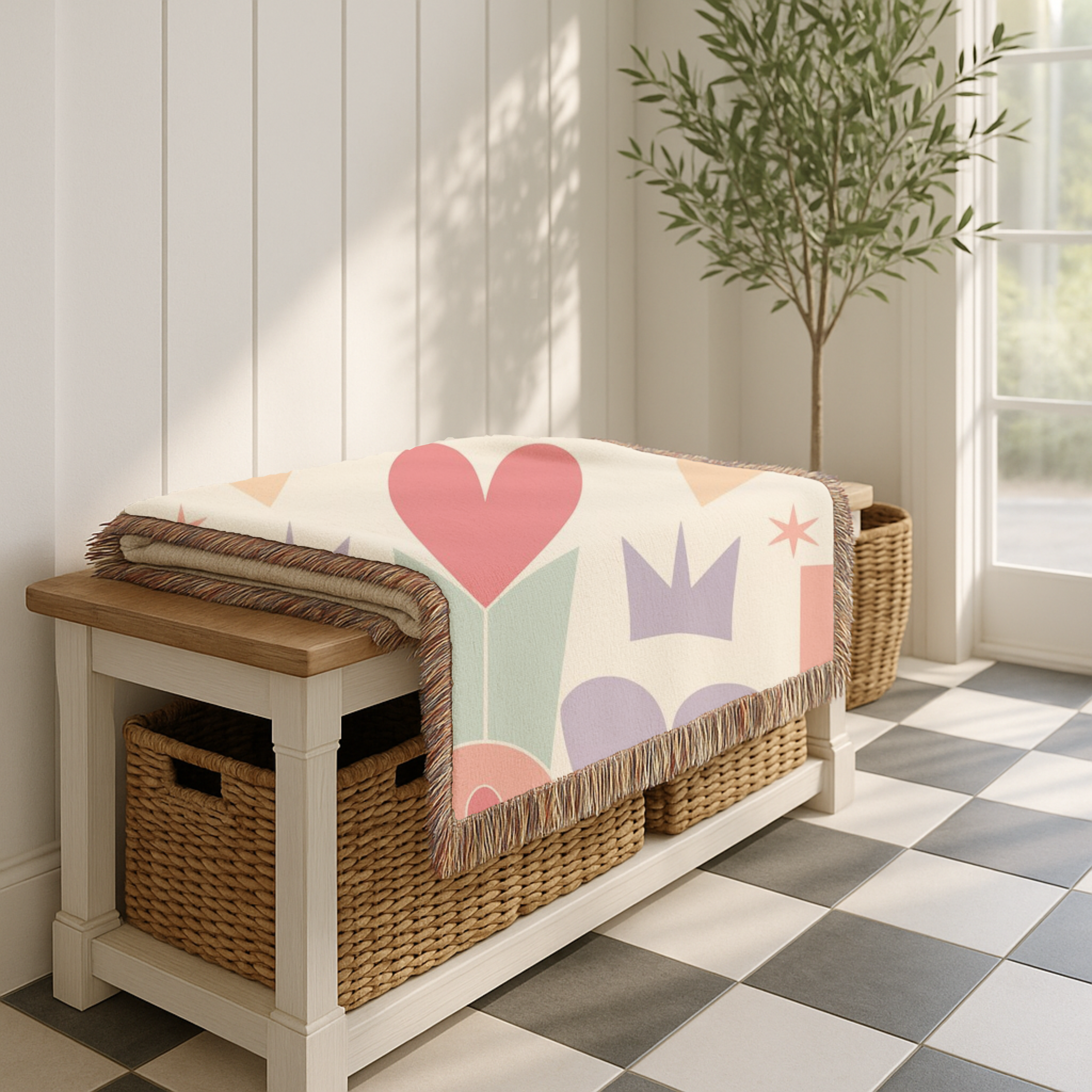 Heart Crown Throw — 1980s Pop Royalty Woven Blanket