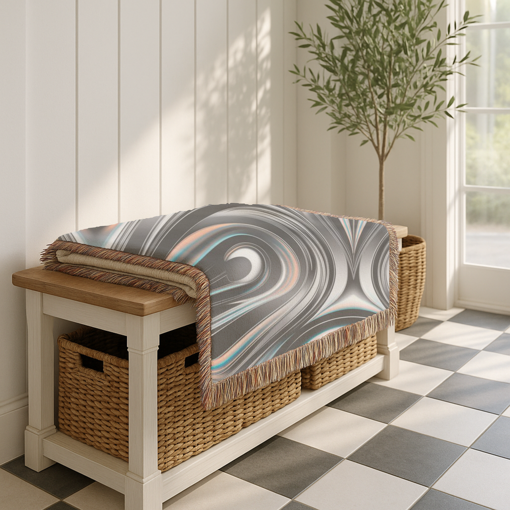 Mercury Throw — 2000s Y2K Chrome & Iridescent Woven Blanket