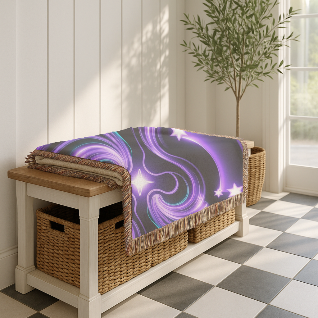 Nebula Throw — 2000s Y2K Neon Swirl Woven Blanket