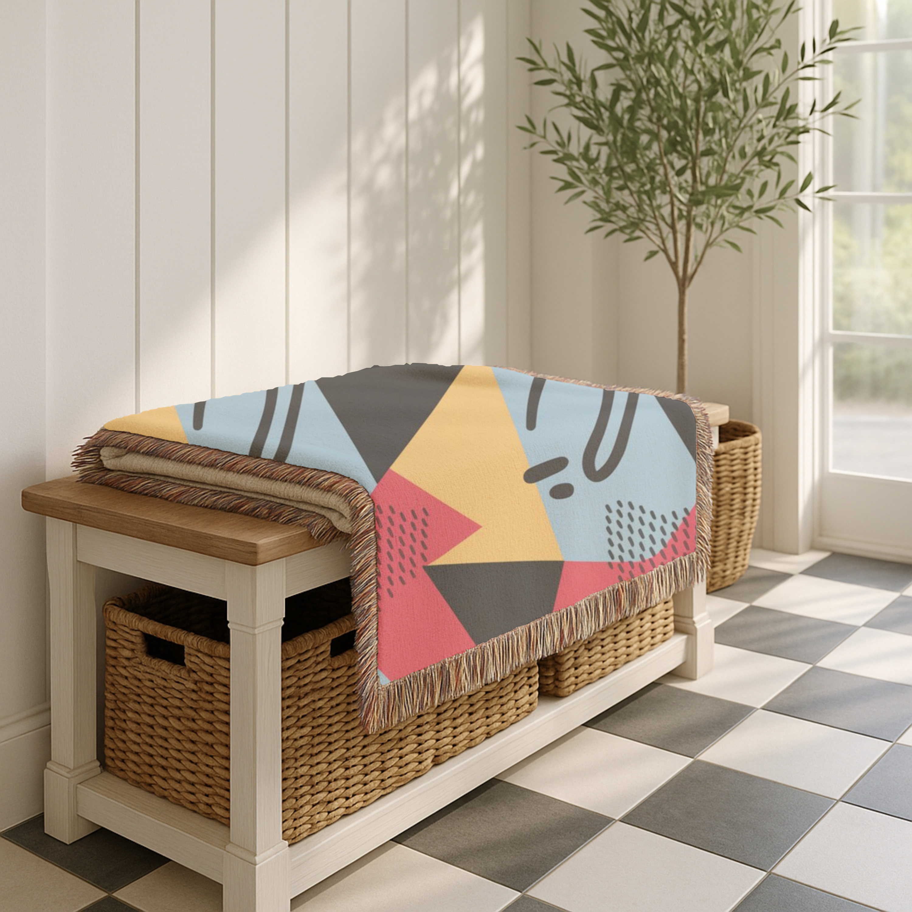 Memphis Night Throw — 1980s Geometric Art Woven Blanket