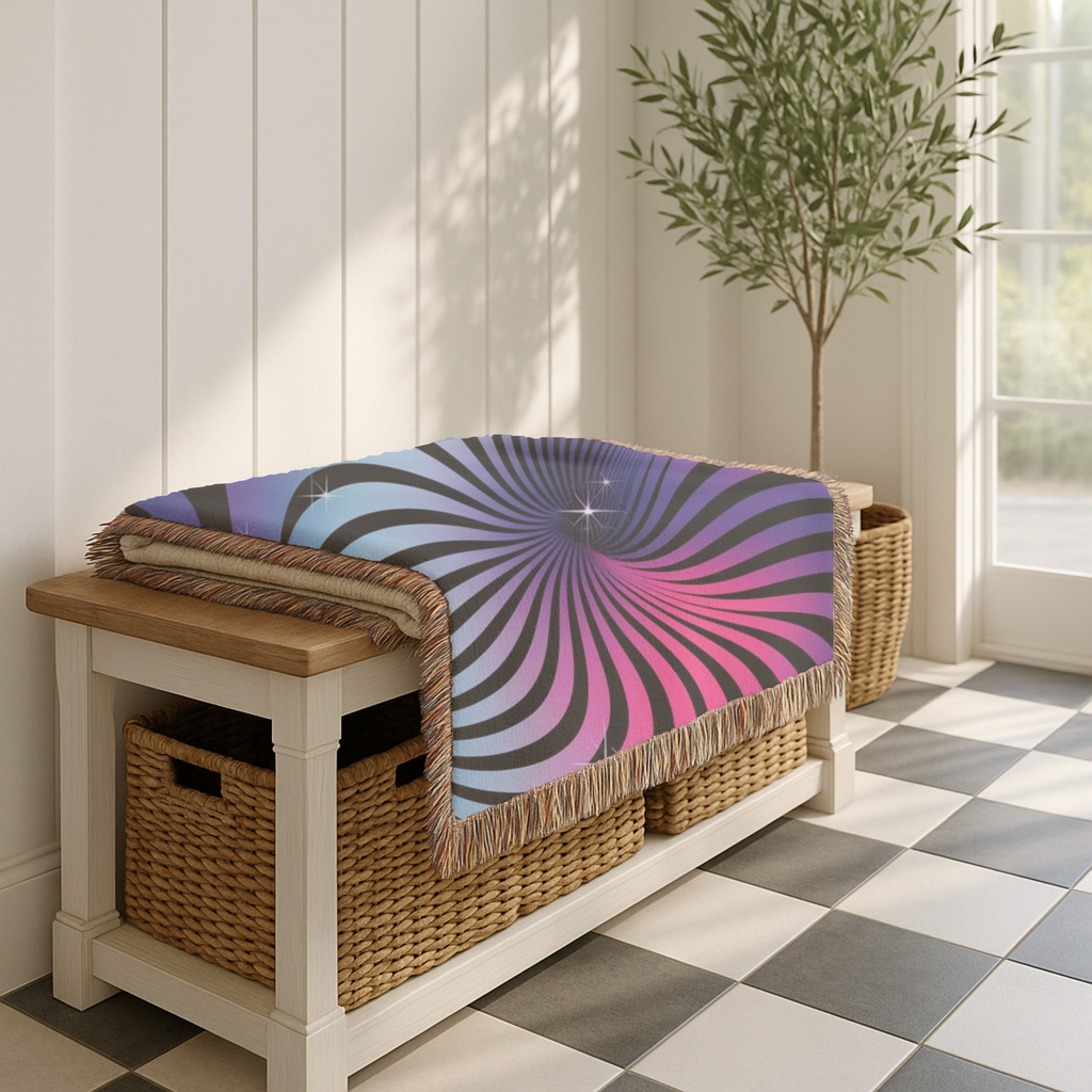 Supernova Throw — 2000s Y2K Stripe Sunburst Woven Blanket