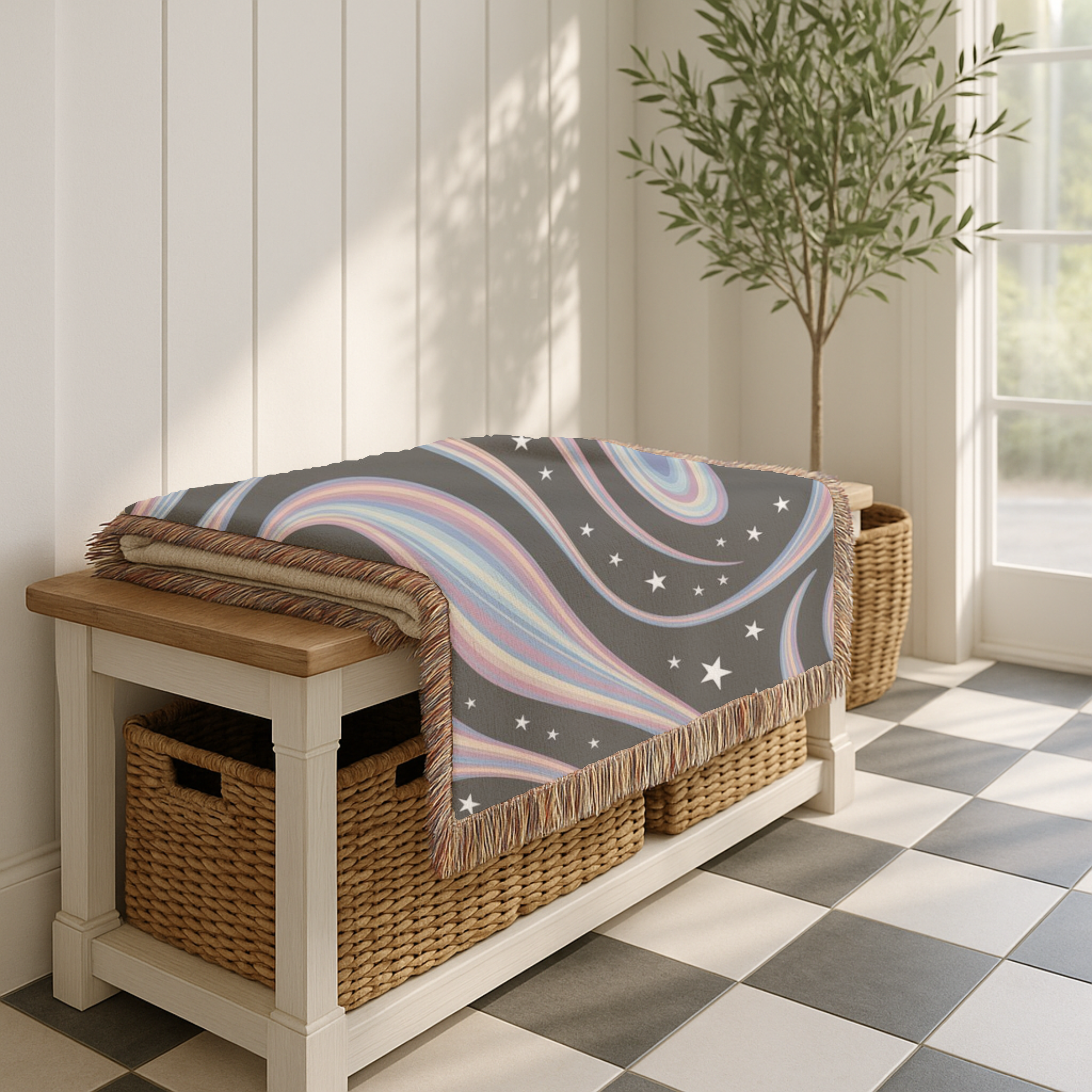 Cosmos Throw — 2000s Y2K Pastel Galaxy Woven Blanket