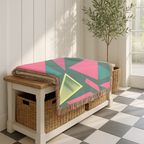 Neon Triangle Throw — 1980s Memphis Geometric Woven Blanket