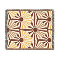 Solar Fan Throw — 1970s Geometric Sunburst Woven Blanket