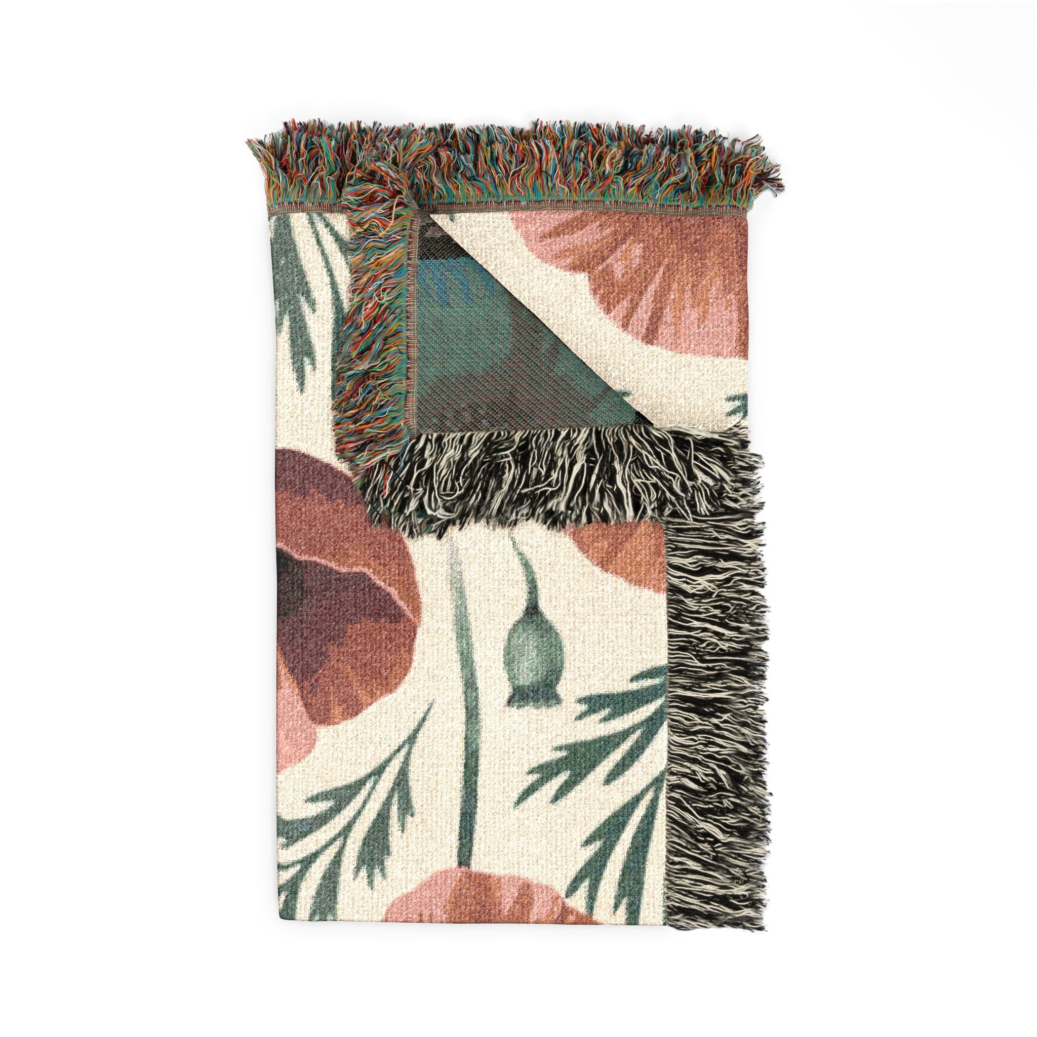 Flanders Fields Throw — 1940s Remembrance Poppy Woven Blanket
