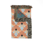 🧡 Groovy Fan Throw — 1960s Mod Scallop Woven Blanket