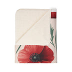 Poppy Floral Sherpa Blanket — Cozy Fleece Throw with Red Poppy Pattern