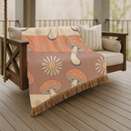 Stripe Shroom Throw — 1970s Retro Stripe Woven Blanket