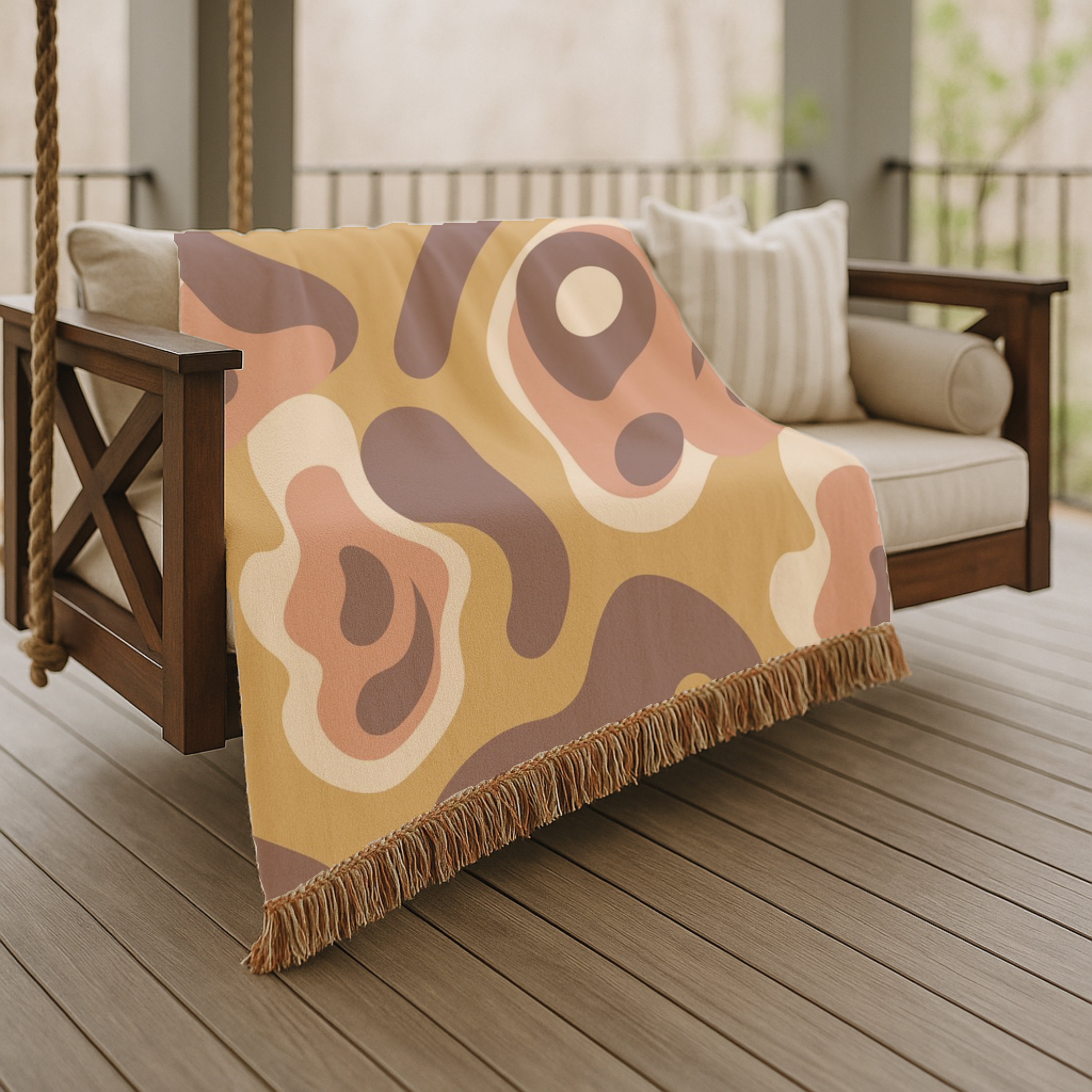 Lava Flow Throw — 1970s Psychedelic Abstract Woven Blanket