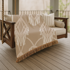 Macramé Heart Throw — 1970s Bohemian Love Woven Blanket