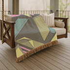 Electric Triangle Throw — 1980s Bold Stripe Geometric Woven Blanket