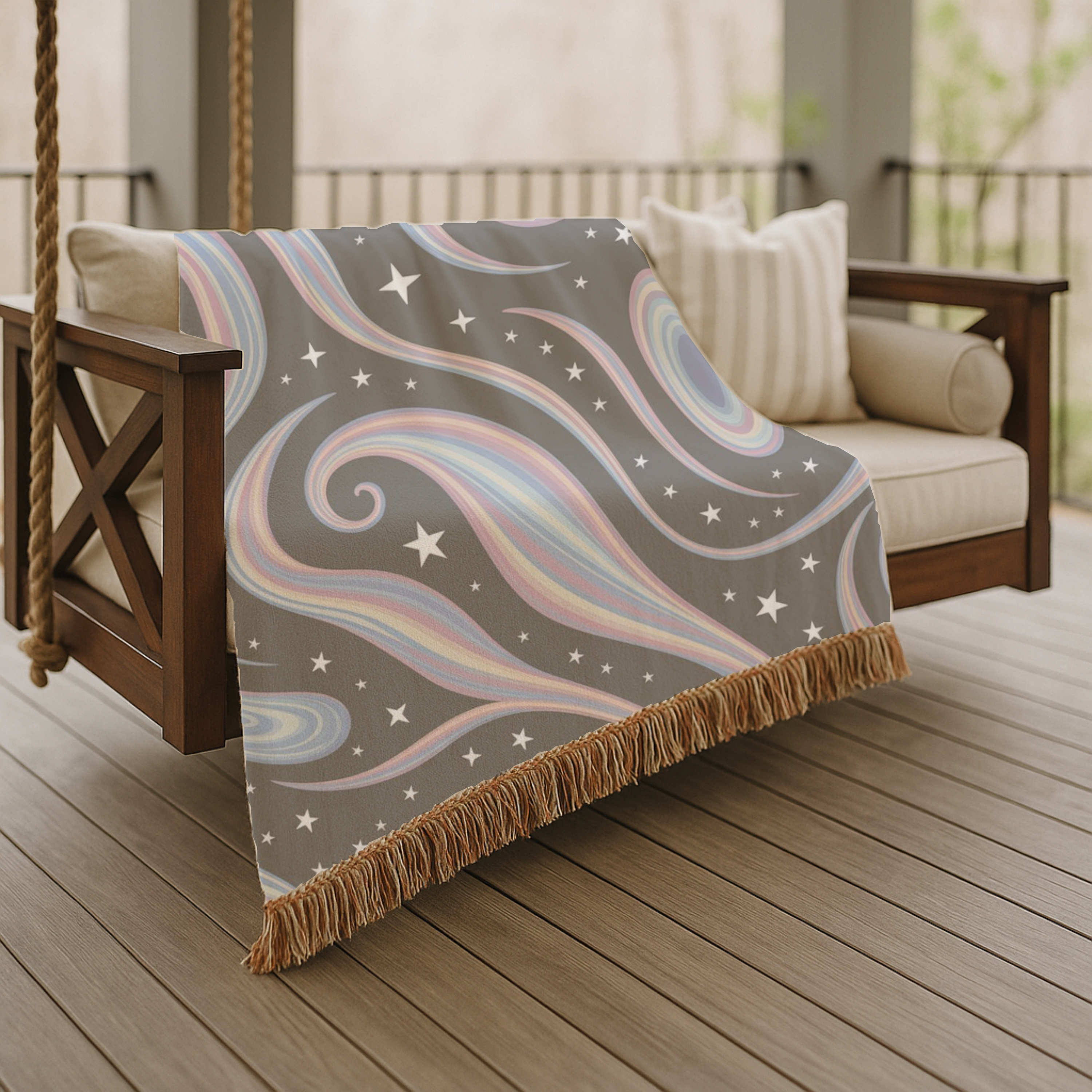 Cosmos Throw — 2000s Y2K Pastel Galaxy Woven Blanket