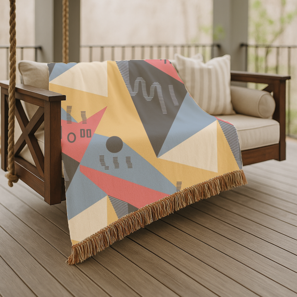 Memphis Sunshine Throw — 1980s Bold Geometric Woven Blanket