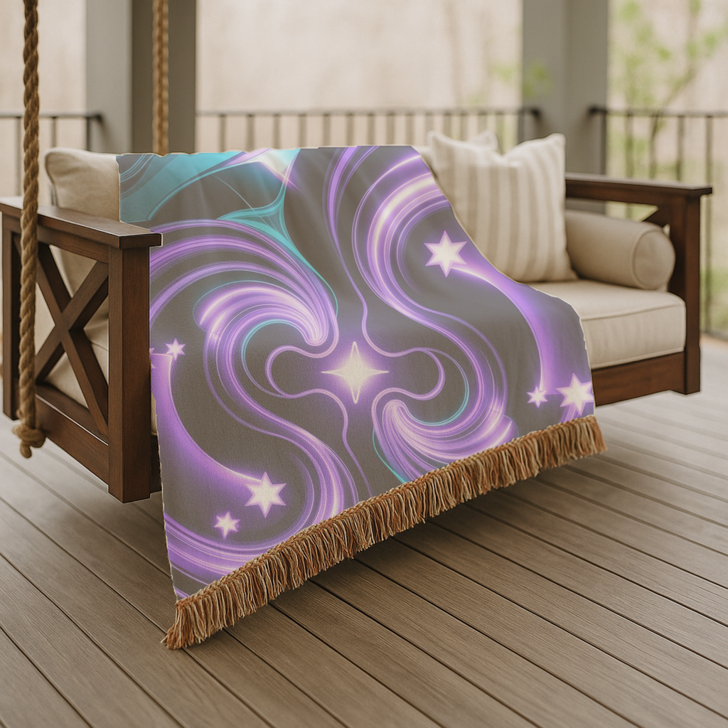 Nebula Throw — 2000s Y2K Neon Swirl Woven Blanket