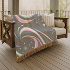 Stardust Throw — 2000s Y2K Rainbow Star Swirl Woven Blanket