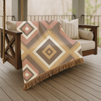 Kilim Star Throw — 1970s Aztec Geometric Woven Blanket