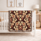 Baroque Bloom Throw — 1970s Medallion Woven Blanket