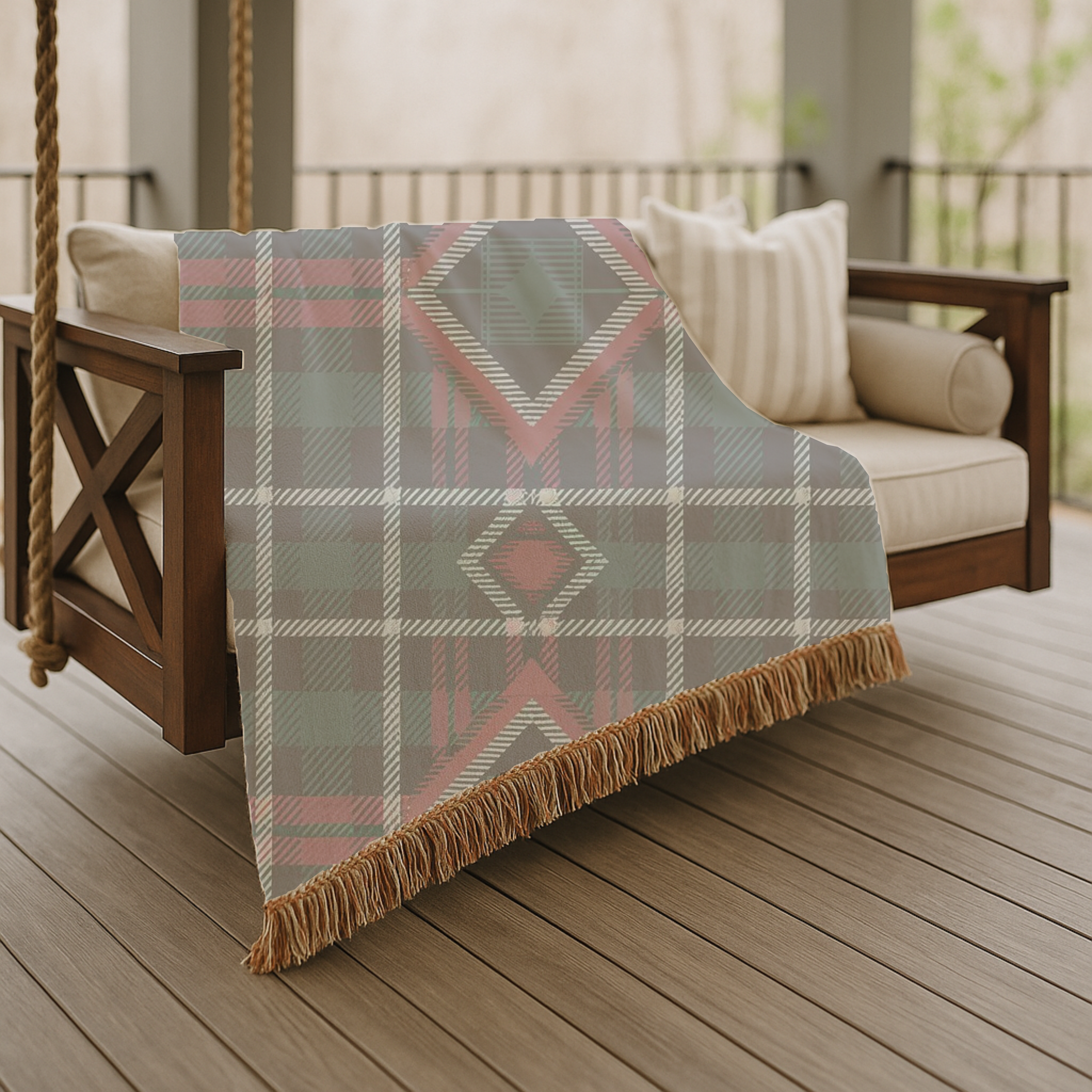 Heritage Throw — 1990s Diamond Tartan Woven Blanket