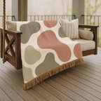 River Stone Throw — 1970s Abstract Organic Woven Blanket